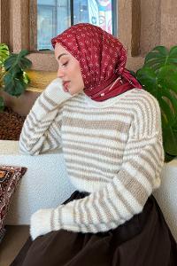 Lamelif G Desen Rayon Eşarp Bordo