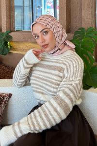 Lamelif G Desen Rayon Eşarp Pudra