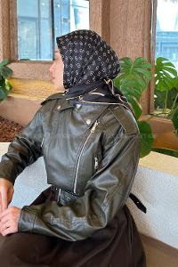 Lamelif G Desen Rayon Eşarp Siyah Camel