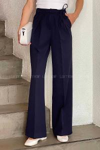 Lamelif İp Detaylı Pantolon Lacivert