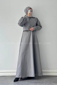 Lamelif Jileli İkili Takım Açık Gri