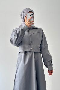 Lamelif Jileli İkili Takım Açık Gri