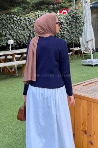 Lamelif Kalp Düğmeli Hırka Lacivert