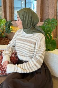 Lamelif Piliseli Bambu Eşarp Asker Yeşili