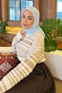 Lamelif Piliseli Bambu Eşarp Bebe Mavisi