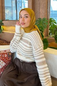 Lamelif Piliseli Bambu Eşarp Hardal Sarısı