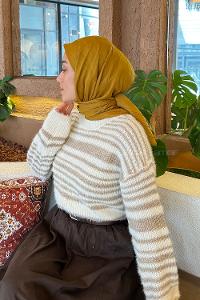 Lamelif Piliseli Bambu Eşarp Hardal Sarısı