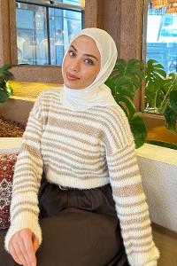 Lamelif Piliseli Bambu Eşarp Kırık Beyaz