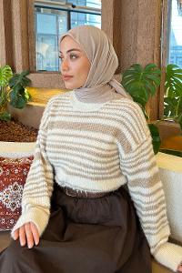 Lamelif Piliseli Bambu Eşarp Koyu Vizon