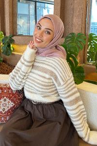 Lamelif Piliseli Bambu Eşarp Pudra