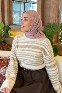 Lamelif Piliseli Bambu Eşarp Pudra