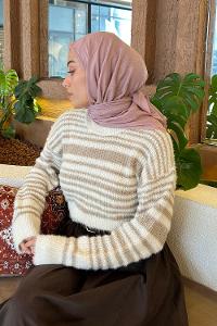 Lamelif Piliseli Bambu Eşarp Pudra