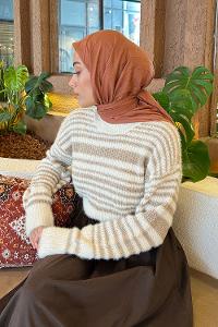 Lamelif Piliseli Bambu Eşarp Tarçın