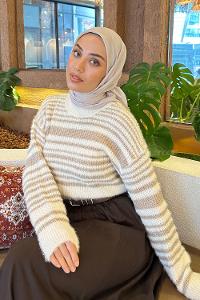 Lamelif Piliseli Bambu Eşarp Vizon