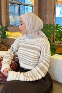 Lamelif Piliseli Bambu Eşarp Vizon