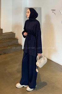 Lamelif Taşlı İkili Takım Lacivert