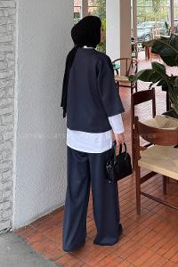 Anthracite Crew Neck Long Arm Cotton Regular Trousers Comfortable Suit