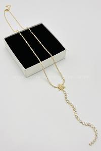 Lamelif Gold Kristal Kuzey Yıldızı Su Yolu Taşlı Y Kolye