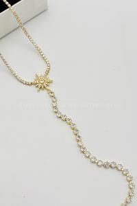 Lamelif Gold Kristal Kuzey Yıldızı Su Yolu Taşlı Y Kolye