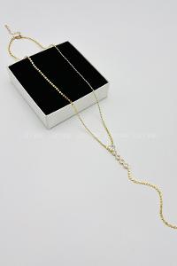 Lamelif Gold Kristal Taşlı Kalp Y Kolye