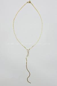 Lamelif Gold Kristal Taşlı Kalp Y Kolye