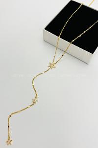 Lamelif Gold Kristal Taşlı Üç Yıldız Y Kolye