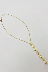 Lamelif Gold Minimalist Kristal Taşlı Y Kolye