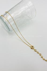 Lamelif Gold Yıldız Kristal Taşlı Y Kolye