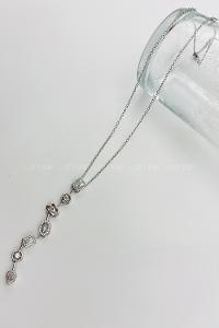 Lamelif Gümüş Minimalist Kristal Taşlı Y Kolye