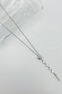 Lamelif Gümüş Yıldız Kristal Taşlı Y Kolye