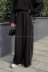 Lamelif Biyeli Eşofman Altı Siyah