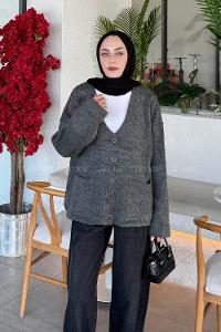 Lamelif Cepli Hırka Gri