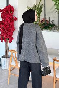 Lamelif Cepli Hırka Gri