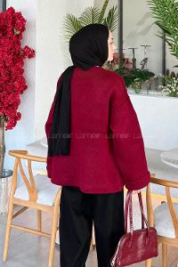 Lamelif Cepli Hırka Vişne Rengi