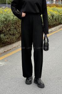 Lamelif Düğme Detaylı Pantolon Siyah