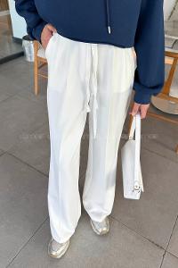 Lamelif İp Detaylı Pantolon Beyaz