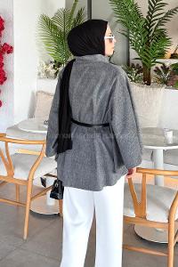 Lamelif Kemerli Panço Gri