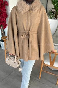 Brown With Milk Normal Neck Cotton Fabric Poncho