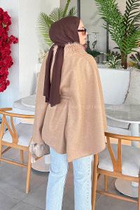 Brown With Milk Normal Neck Cotton Fabric Poncho