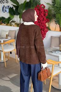 Lamelif Polo Yaka Hırka Acı Kahve