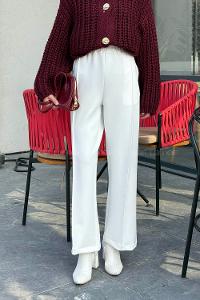 Lamelif Scuba Pantolon Beyaz