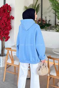 Lamelif Üç İplik Kanguru Cep Sweatshirt Bebe Mavisi