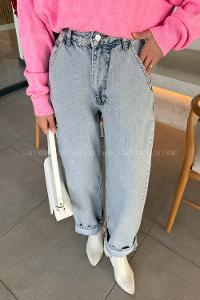 Lamelif Yan Cep Detaylı Boyfriend Pantolon Açık Kar Yıkama