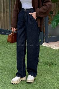 Dark Blue Denim High Waist Denim Pants