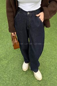 Dark Blue Denim High Waist Denim Pants