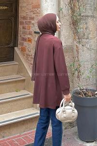 Lamelif Armalı Tesettür Sweat Acı Kahve