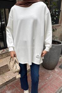 Lamelif Armalı Tesettür Sweat Beyaz