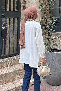 Lamelif Armalı Tesettür Sweat Beyaz