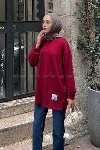 Lamelif Armalı Tesettür Sweat Bordo