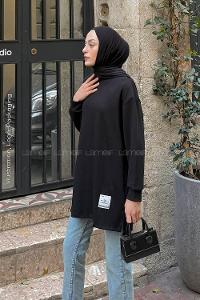 Lamelif Armalı Tesettür Sweat Siyah